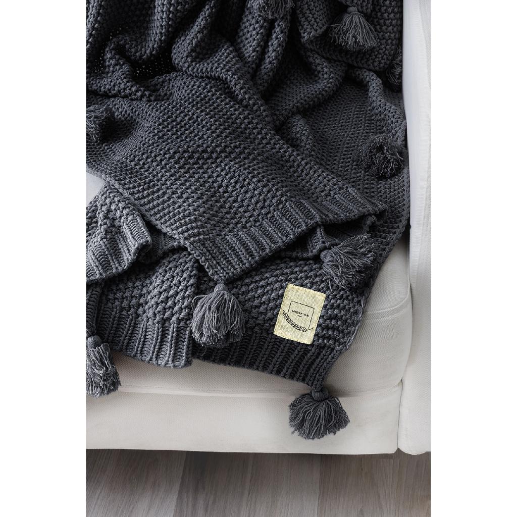 Valentinstagsgeschenk, Coco Rice, gestrickte Pompom-Strickwaren, TV-Decke, Sofa-Überwurf, Khaki