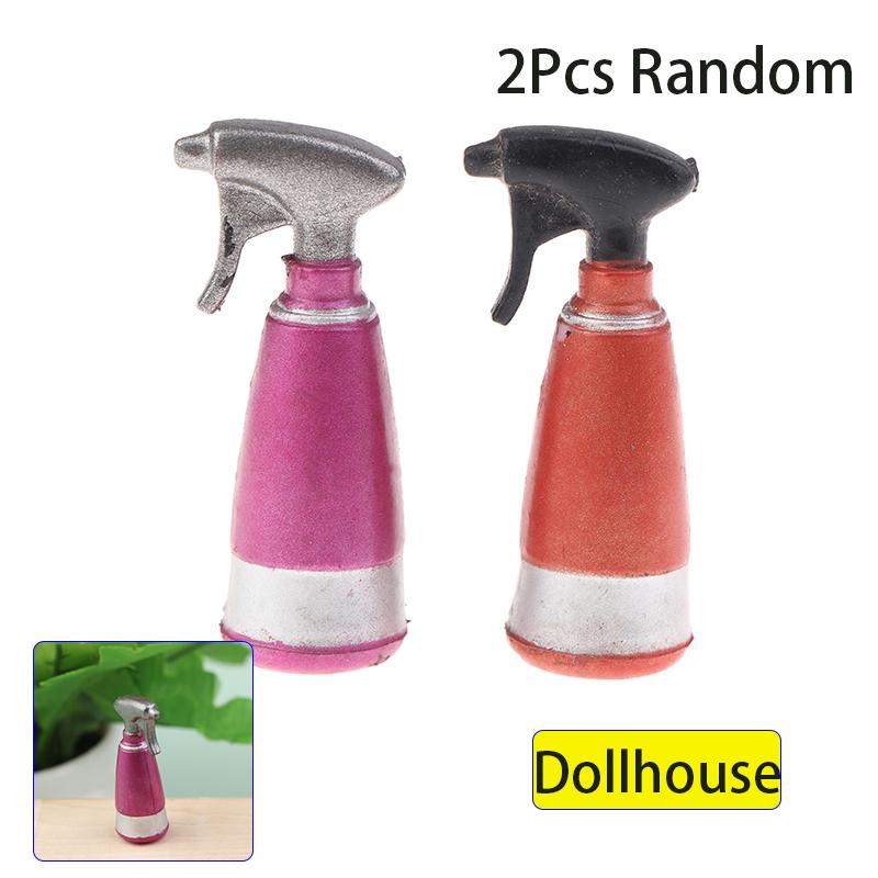 2Pcs 1:12 DollHouse Miniature Simulation Watering Can Model DIY Home Gardening Accessories