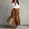 Damen Langarmshirt und Maxirock mit Bindegürtel 2-teiliges Freizeit-Outfit