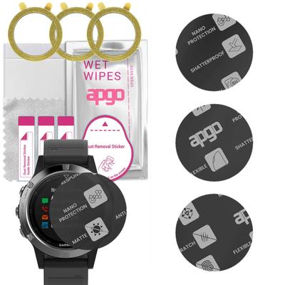 3x Apgo MATTE Hybrid Glass Screen Protector for Garmin Fenix 5 Pus, Tempered Glass Substitute, Non-cracking