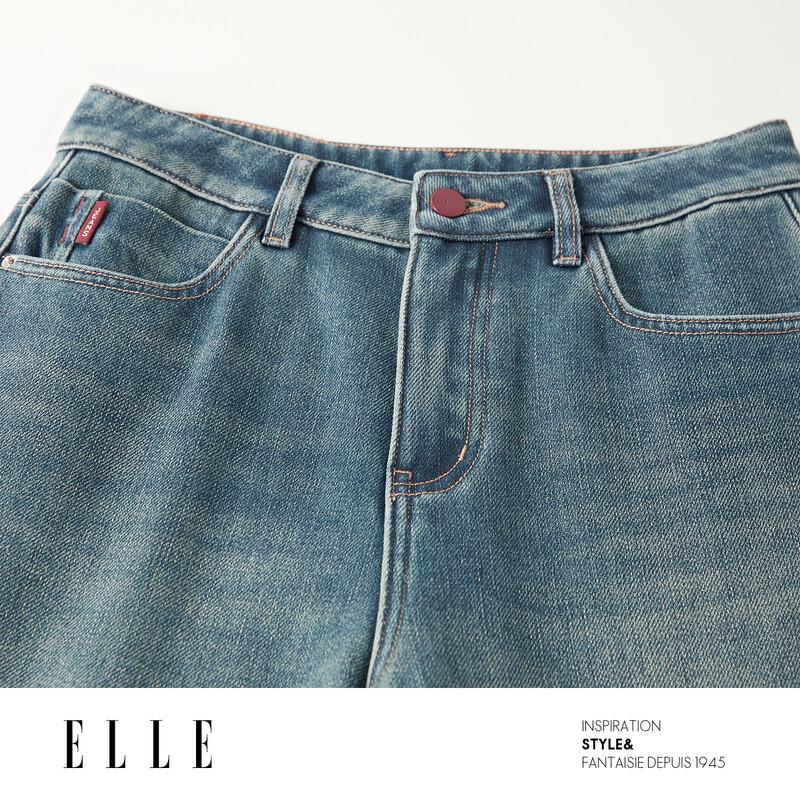 ELLE Damen Retro High-Waist Wide-Leg Jeans