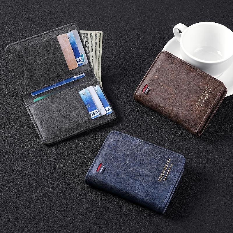 Men’s PU Leather Bifold Wallet Slim Card Holder Compact Billfold Wallet with Multiple Card Slots Cash Pocket Business Wallet