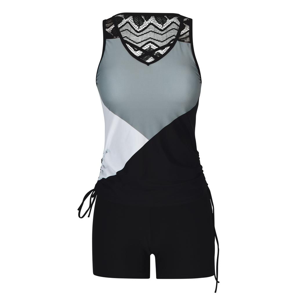 Damski strój kąpielowy dwuczęściowy z rozcięciem, strój kąpielowy z wysokim stanem