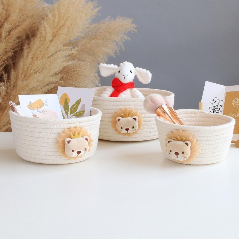 Small Woven Baskets for Organizing Rope Storage Basket Cute Cotton Basket Nursery Gift Dogs Toy Storage Bins for Toy