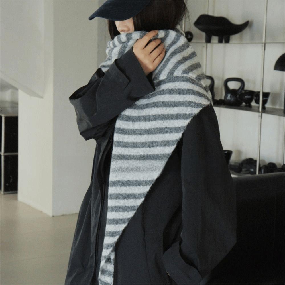 Plush Knitted Triangle Scarf Cashmere Winter Shawl Soft Cape Wraps Autumn Winter