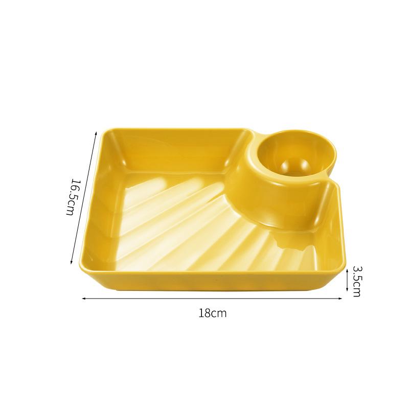 Wielofunkcyjny Uchwyt na Ketchup do Frytek Talerz na Pierogi z Talerzykiem na Ocet Naczynie na Przekąski Naczynie na Przyprawy 2-przegródkowe Pierogi Deser