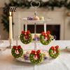 Holiday Door Decoration Handmade Pipe Cleaner Christmas Wreath Ornament Chenille Stems Mini Bow Bell Crafts with Bells for Window Fireplace