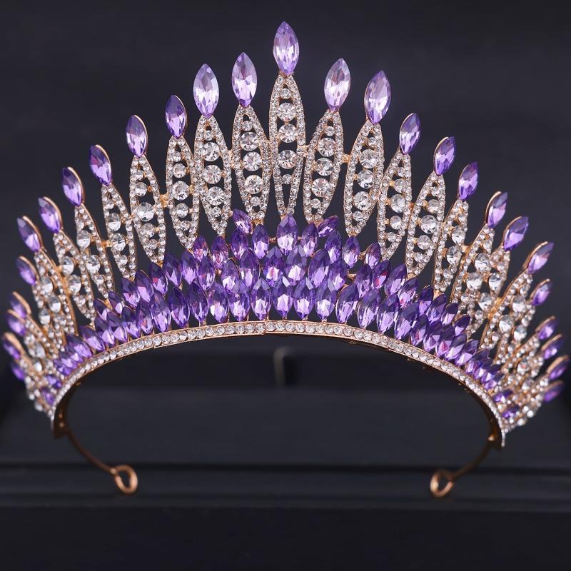 Barockkristalltiaror och kronor Strass Studentdiadem Krona Tiara För Kvinnor Bröllopshåraccessoarer Smyckeskrona
