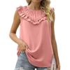 Summer Ruffles Loose Sleeveless White Shirts Women Elegant Casual Chiffon Blouse Women Solid O Neck Tops Shirt Blusas  25556
