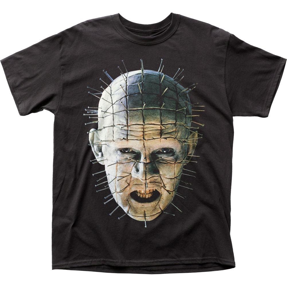 Hellraiser Pinhead Primo Piano Maglietta da Uomo Classica Film Horror Nuova Nera