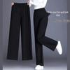 2025 Summer Women's High-Waist Black Wide-Leg Casual Pants