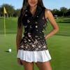 Camiseta Polo de Golf sin Mangas con Cuello de Cremallera Estampado Camiseta sin Mangas Deportiva para Mujer Ajuste Cómodo Tejido Elástico
