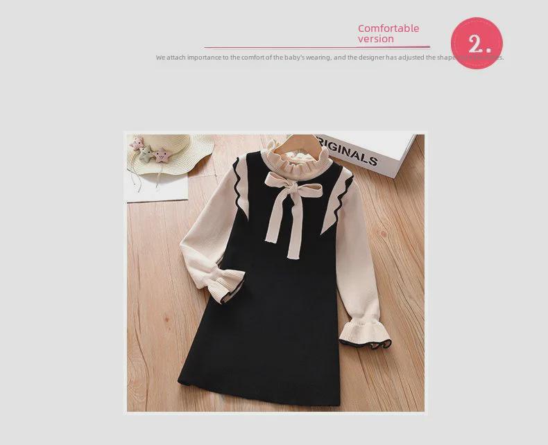 Strick-Prinzessinnenkleid für Mädchen: Stilvoller koreanischer Frühlings-/Herbst-/Winter-Pulloverrock