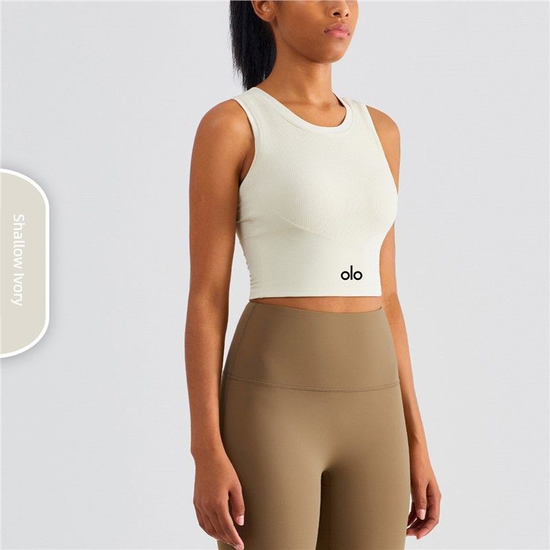 

American Copalo Tight I-Shaped Beauty Back Yoga Underwear One-Piece Fixed Cup Bra Sports Fitness Vest light ivory light lvory XL