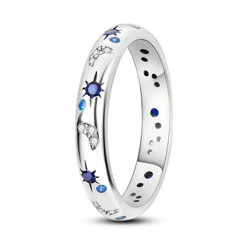 Trendy Starry Sky Diamond Inlaid Couple Rings for Men and Women Size 8 платиновый