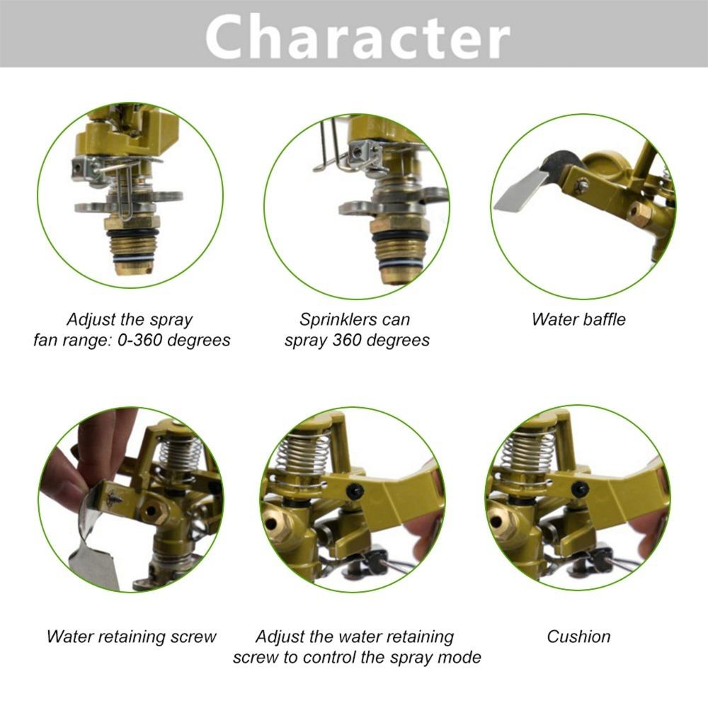 G1/2 Thread Rotating Impact Sprinkler Heavy Duty Lawn Watering Sprinkler  Lawn Watering
