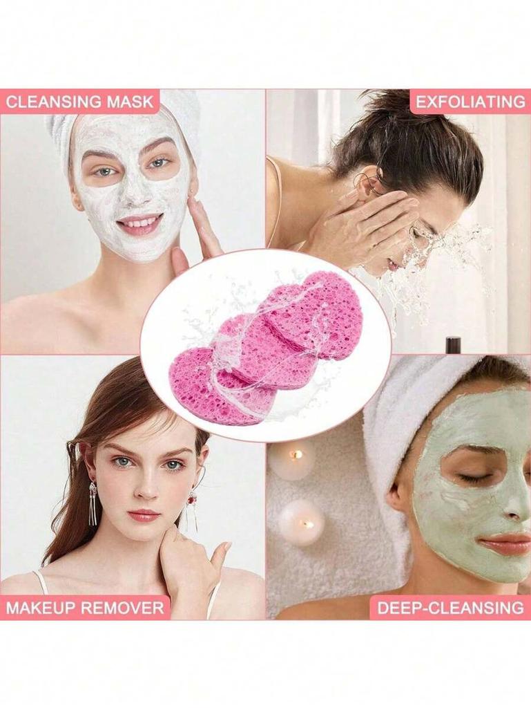 10-100PCS Compress Face Wash Puff Natural Wood Pulp Sponge Face Wash Puff Foaming Face Puff Cosmetic Puff Face Cleansing Sponge