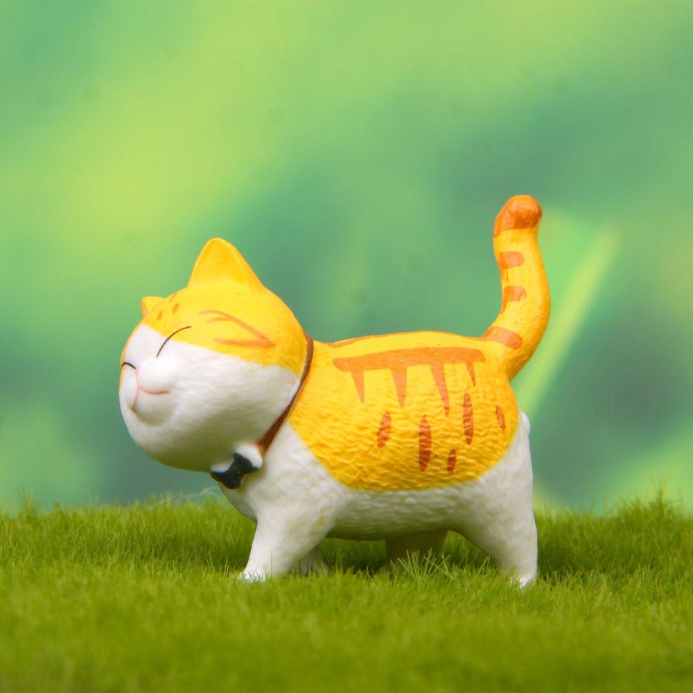 Decor Desktop Ornament Cartoon Cat Figurine Simulation Animal Model With Bowknot Mini Kitten Statue
