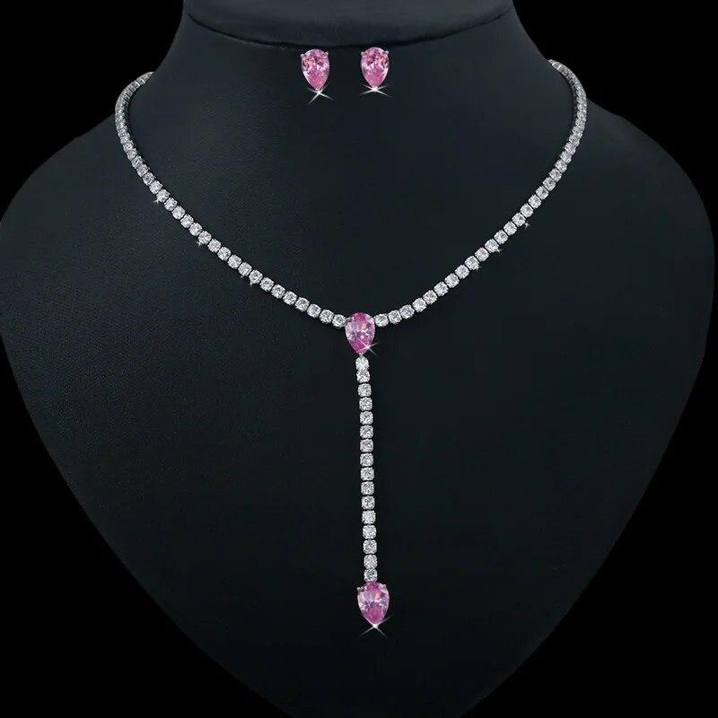 

Роскошное женское ожерелье с подвеской, комплект ювелирных изделий из циркония, высококачественные комплекты ожерелья с кристаллами для свадебных аксессуаров, подарок на вечеринку