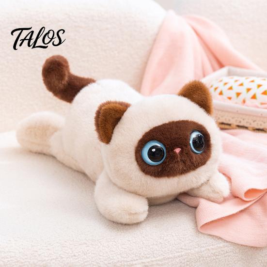 Durable Plush Keychain Cute Black Cat Pillow Soft Siamese Kitten Stuffed Animal with Touch Accessory PP Cotton Cuddly Bedroom Decor Birthday Gift for