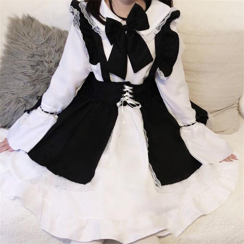 

Kawaii женские рубашки Лолита Y2K Милая блузка в японском стиле Элегантные топы с длинным рукавом Повседневная эстетическая рубашка L чёрный