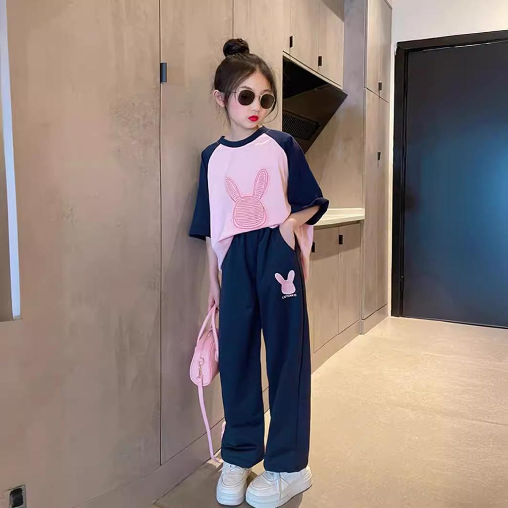 Fete sport din două piese vară modele fete fete mari vară cu mânecă scurtă costum casual pentru copii tricou costum