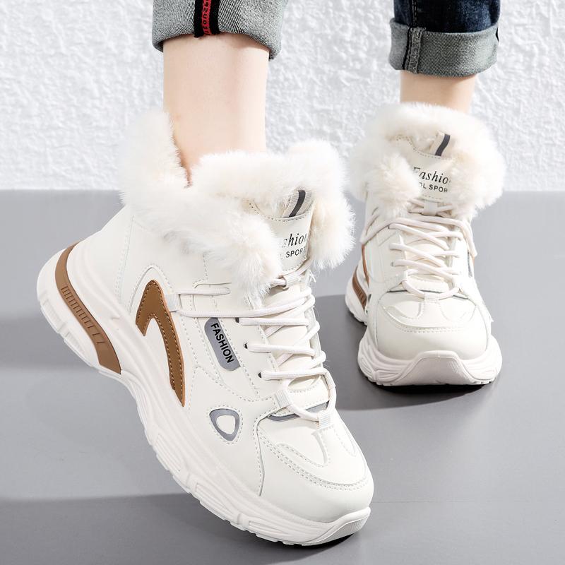 36-43 Winter Dames Grote Mode Pluche Casual Katoenen Schoenen Sneeuwlaarzen Warm Sportieve Papa Schoenen Dames Korte Laarzen