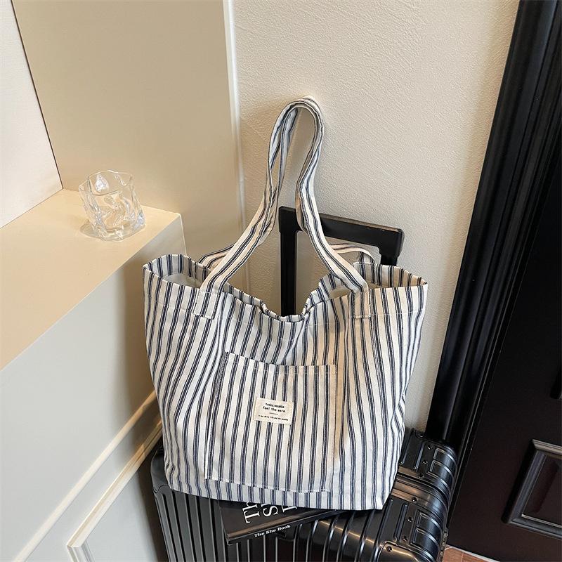 

Новая женская сумка-тоут большой вместимости, корейская полосатая сумка через плечо, модная и простая сумочка, повседневная сумка для работы и отдыха