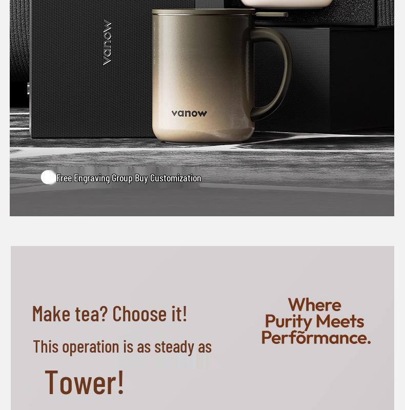 Vanow Insulated Mug with Lid: Stainless Steel Tea Infuser and Water Separation for Men and Women