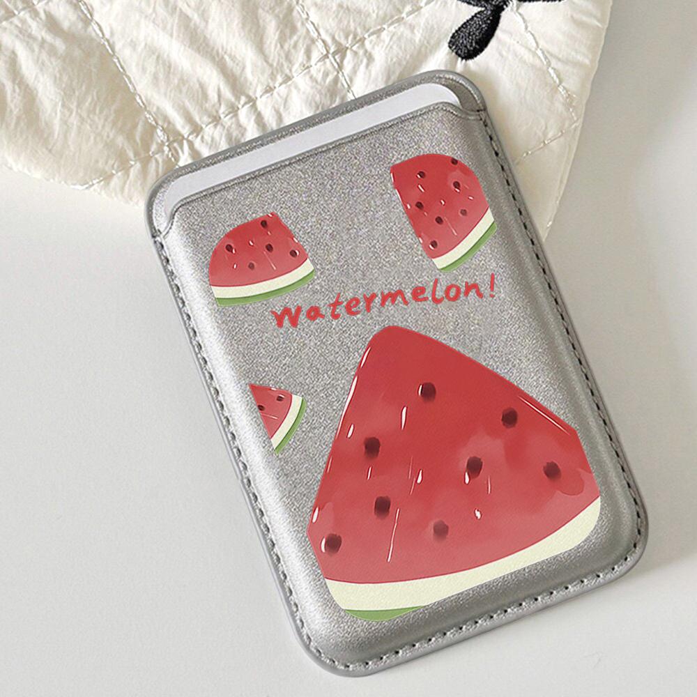 Summer Fruit Watermelon Leather Phone Wallet Case For Magsafe Magnetic Slim Back Pocket Shockproof Durable Stylish Cover