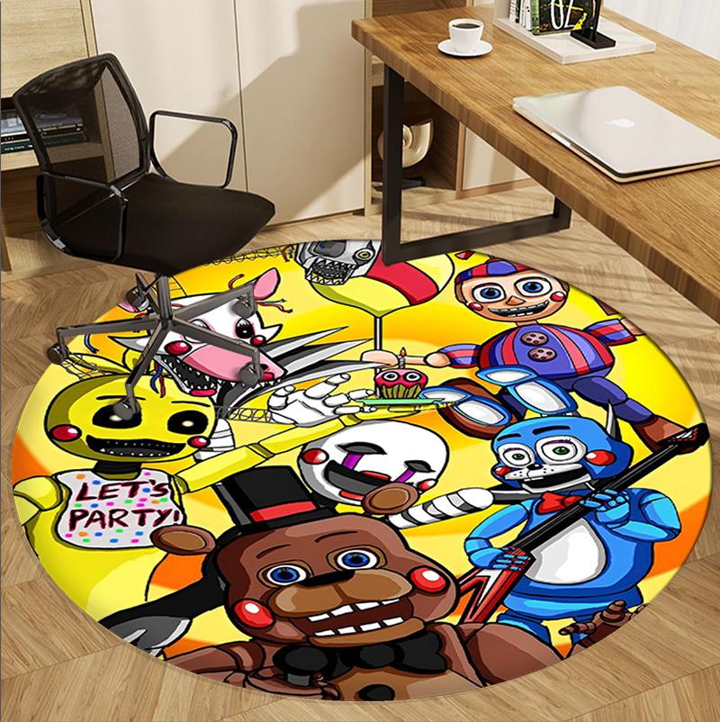 Five Nights at Freddy's Pattern Round Rug, Indoor/Outdoor Mat, for Picnic, Gameroom, Bedroom, Office, Living Room, Home Decor Carpet, Birthday Gift