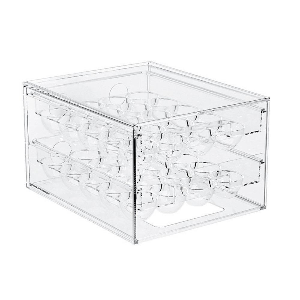 Plastic Egg Storage Box Transparent Drawer Style Egg Container Double Layer Large Capacity Egg Preservation Box прозрачный