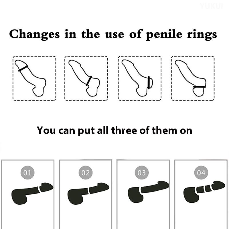 3 Pcs/Set Cock Ring Delay Ejaculation Adult Toys For Men Dick Enlargement Silicone Penis Ring Male Sex Toys Stronger