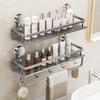 Wall Mount Bathroom Shelf With Suction Cups And Space Aluminum For Vanity Storage