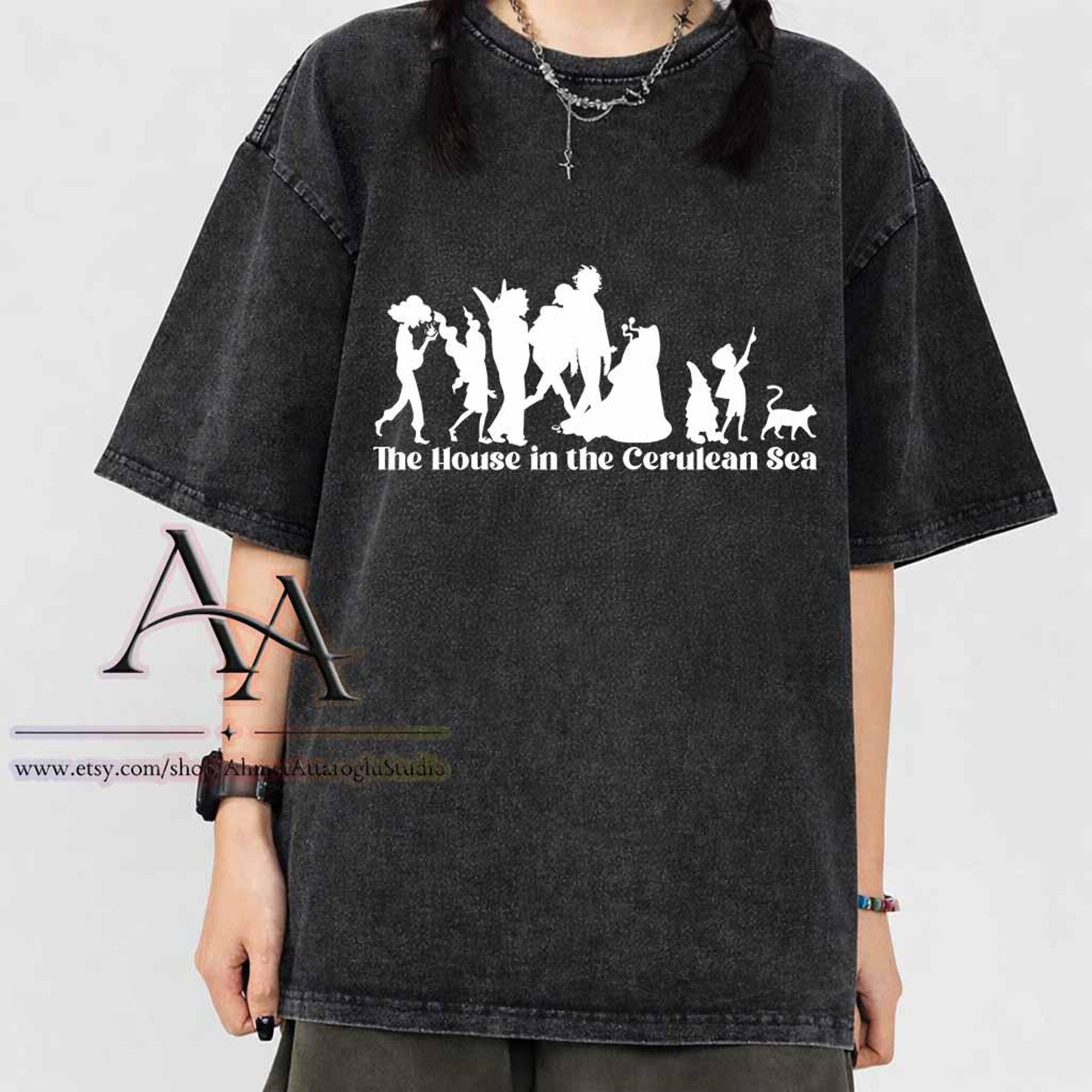 Mineral Wash Tee House In The Cerulean Sea Shirt: Comfort Colors Book Lover Unisex Tee XL