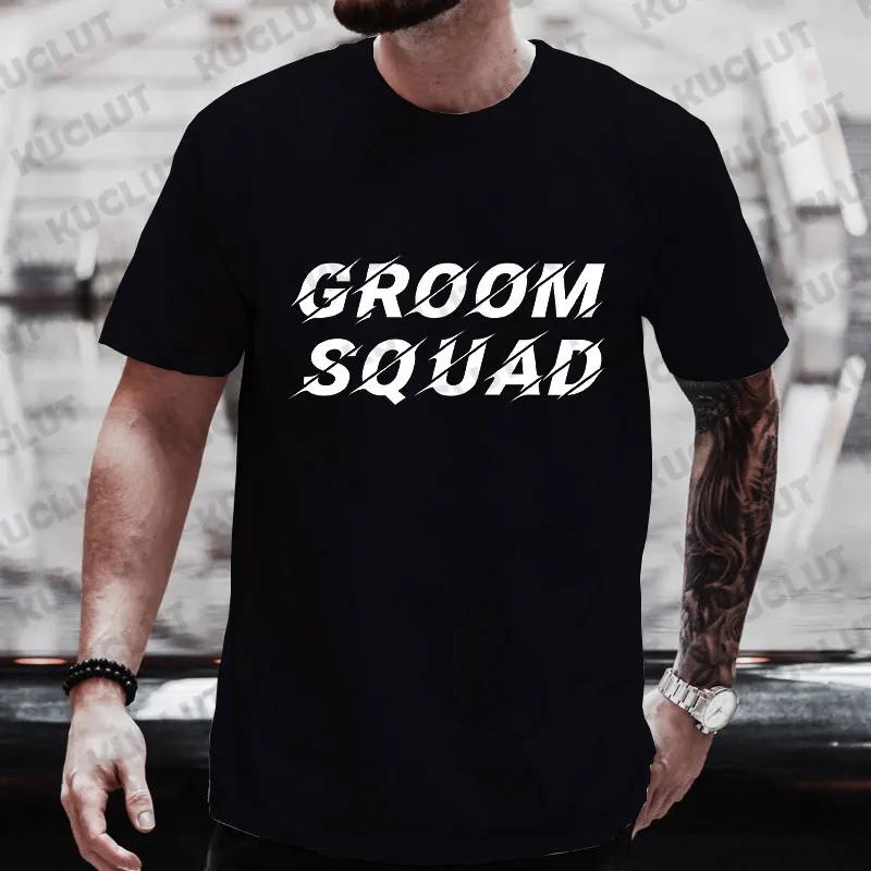 Groom Squad T Shirt Male Bachelor Stag Party T-shirt Best Man Tees Team Groom Wedding Clothes Tshirts Graphic Groomsman EVG Tops