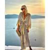Cover Up Women Bohemian Maxi Long Kimono Tunic Cape Beach Dress Fashion Vintage Sequin Sleeve Cardigan Holiday Party Gold