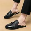Summer Fashion New Men Gold Black Half Slippers Shoes Male Sequin Tassel Casual Mules Moccasins Breathable Loafer Zapatos Hombre