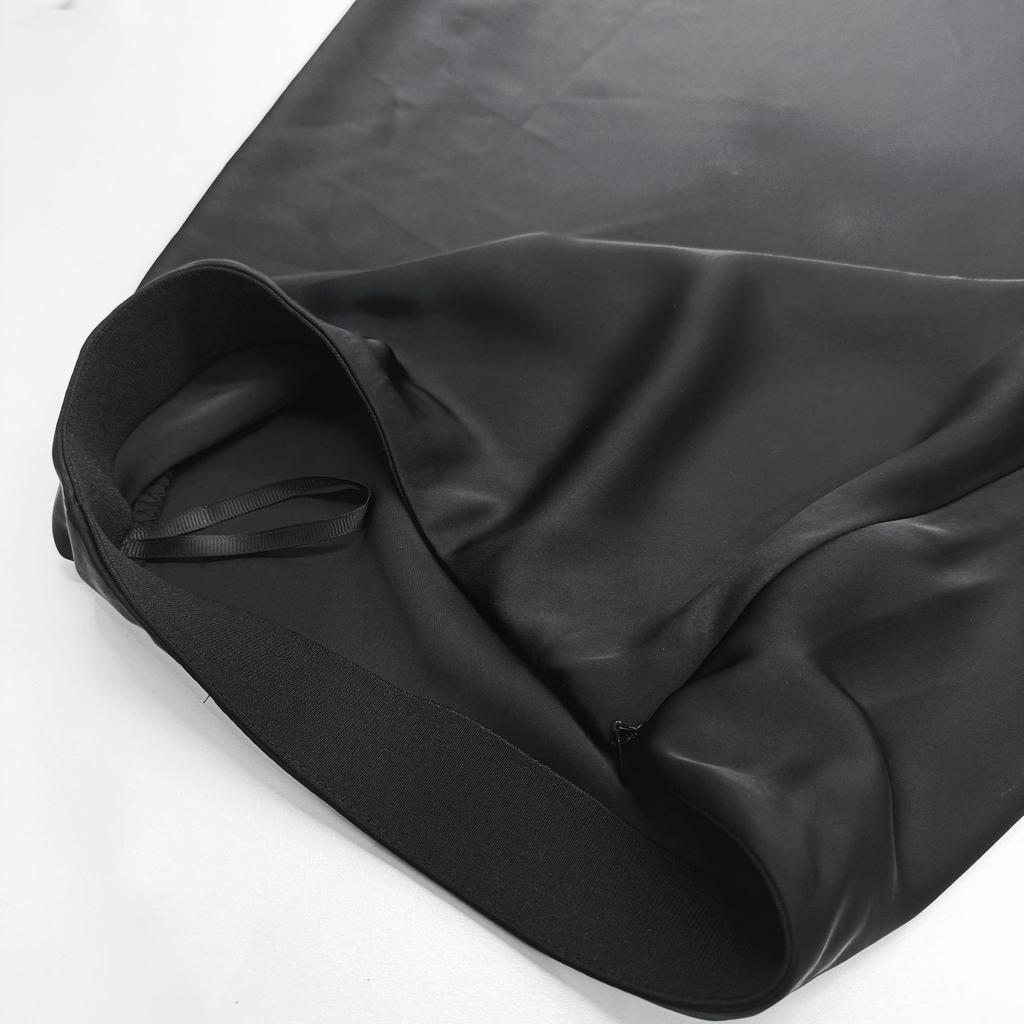 French Style High-End Satin Acetate Smooth Bodycon Mermaid A-Line Midi Skirt for Women