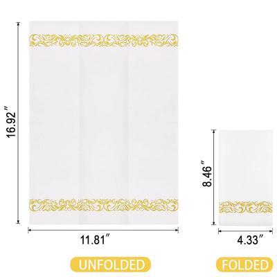 25Pcs Disposable Paper Napkins, Absorbent Dinner Napkins with Gold Trim, Soft Bathroom Napkins for Guests