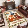 Forest Theme Crystal Velvet Floor Rug Personalized Custom Name Text Warm Carpet Home Decoration