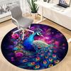 1pc Peacock Flowers Office Round Area Rug, Indoor Mat Suitable ForOffice, Under Office Chairs Bedroom Living Room Home Decor, Room Deco, D066