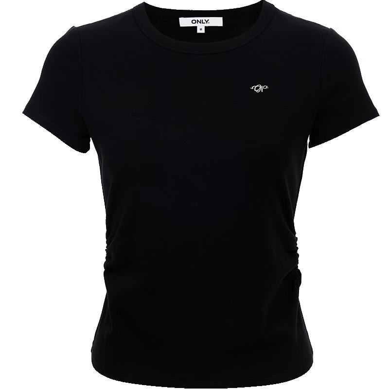 ONLY Women s 2025 Autumn Side Ruched Round Neck T-Shirt S