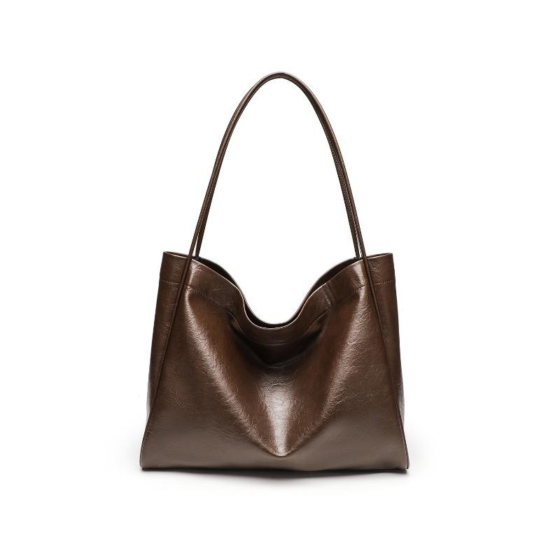 [Exclusive for Live Broadcast] PU Large-capacity Tote Bag, Mother and Child Bag, Girls Commuter Bag, Shoulder Texture Solid Color Satchel.