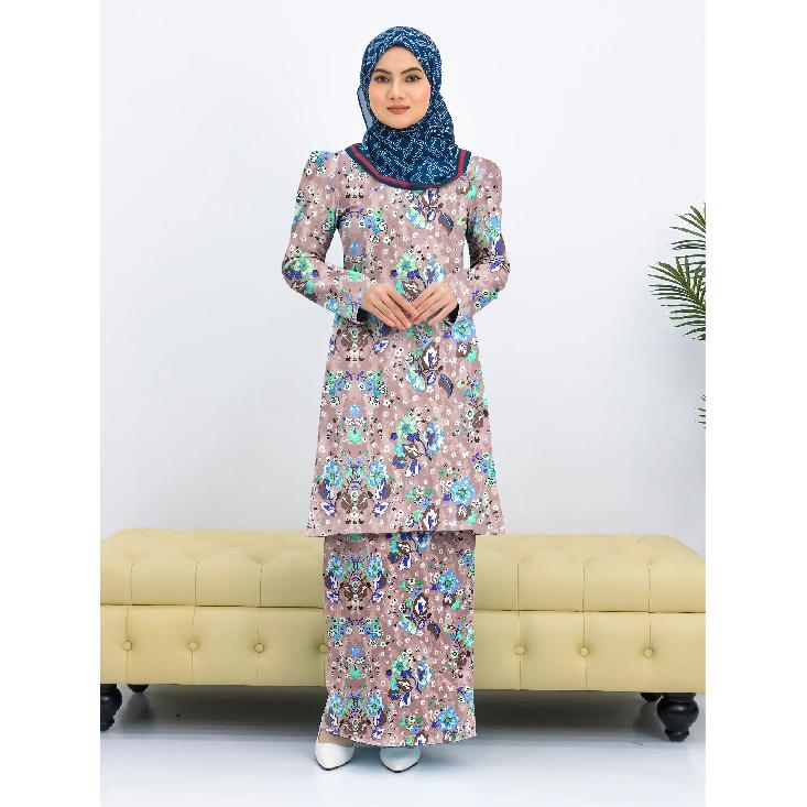 

Fashion traditional clothing full body printed floral Kulang Pahang ladies Muslim suit comfortable breathable elegant sweet series ladies two piece 4XL оранжевый