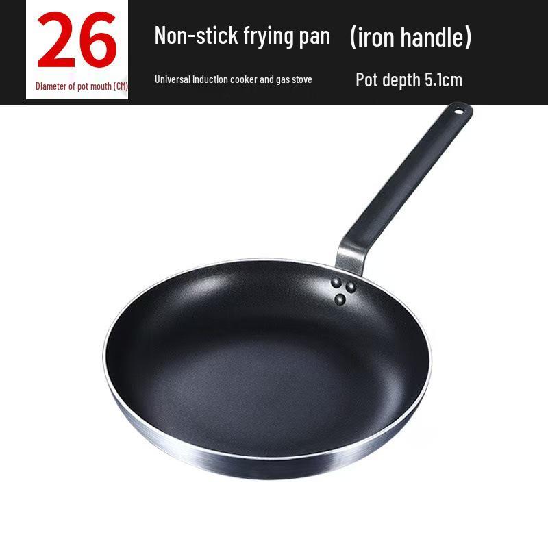 Non-Stick Single Handle Frying Pan for Steak, Eggs, and More - Compatible with Gas and Induction Cookers.