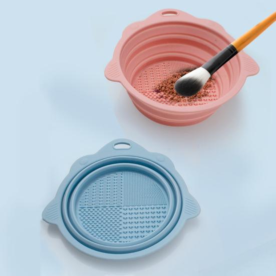 Makeup Brush Cleaner Soft Silicone Protective Head Anti-Fall Durable Folding Wash Bowl Large Capacity Compact Size Makeup Brush Washer
