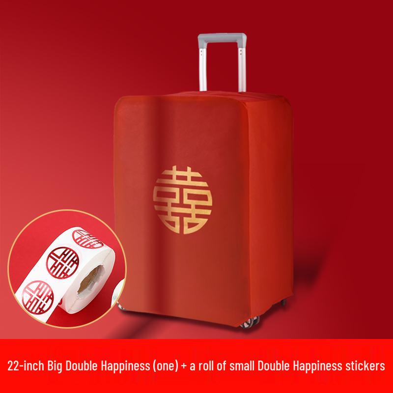 Red Double Happiness Wedding Suitcase Cover: Protective Leather Dust Bag for Luggage