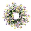 Artificial Flower Wreath with Easter Eggs Spring Wreath Hanging Decoration for Door Wall Window Festival Celebration