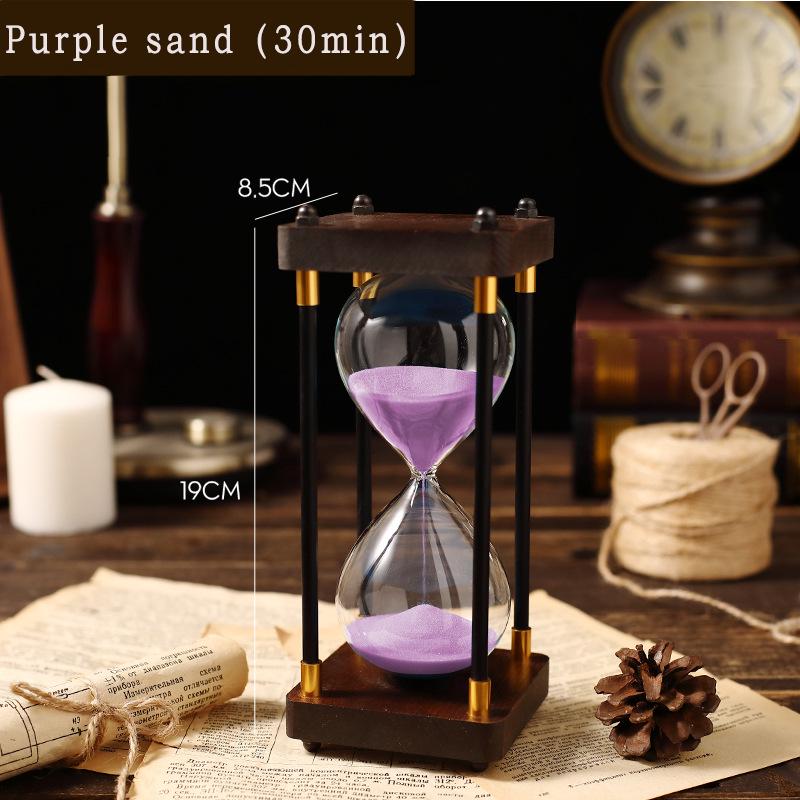 Klasická dřevěná přesýpací hodina: 60min & 30min pro domácí nebo kancelářskou výzdobu, minimalistický styl
